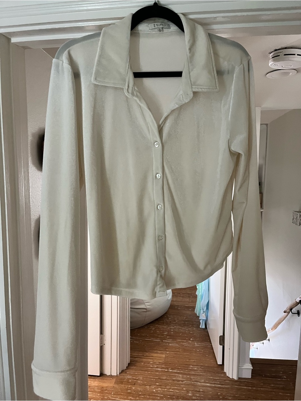 Z Supply Velvet Cream Button-Up Long Sleeve Top